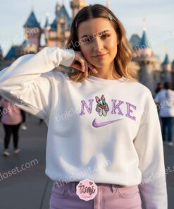 Daisy Duck Embroidered Sweatshirt, Disney Character Nike Inspired Hoodie, Custom Daisy Duck Embroidered Shirt, Retro Cartoon Sportswear Crewneck (1)