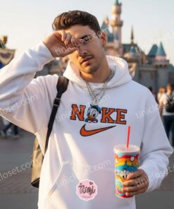 Donald Duck Embroidered Hoodie, Disney Character Nike Inspired Sweatshirt, Custom Donald Duck Embroidered Shirt, Retro Cartoon Sportswear Crewneck (3)