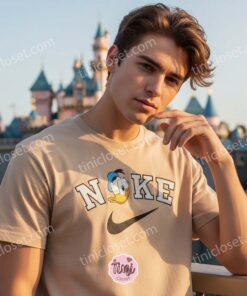Donald Duck Embroidered Sweatshirt, Disney Character Nike Inspired Hoodie, Custom Donald Duck Embroidered Shirt, Retro Cartoon Sportswear Crewneck (3)