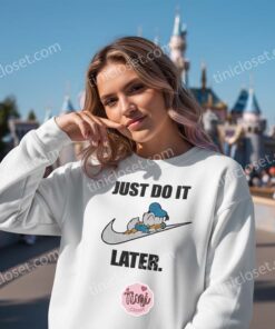 Donald Duck Just Do It Later Embroidered Sweatshirt, Lazy Donald Duck Nike Inspired Hoodie, Custom Funny Disney Character Shirt, Retro Sleepy Duck Crewneck