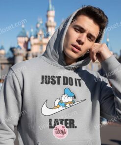 Donald Duck Just Do It Later Embroidered Sweatshirt, Lazy Donald Duck Nike Inspired Hoodie, Custom Funny Disney Character Shirt, Retro Sleepy Duck Crewneck (3)