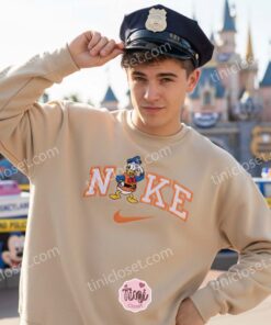 Donald Duck Police Embroidered Sweatshirt, Disney Character Career Apparel Hoodie, Custom Nike Inspired Police Duck Shirt, Funny Cartoon Police Officer Crewneck (1)