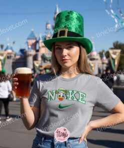 St. Patrick's Day Daisy Duck Embroidered Shirt, Disney Lucky Shamrock Lucky Duck Embroidered Sweatshirt, Custom Nike Inspired St Paddy Hoodie (2)