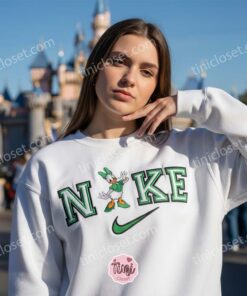 St. Patrick's Day Daisy Duck Embroidered Sweatshirt, Disney Lucky Green Character Hoodie, Custom Nike Inspired Lucky Duck Shirt, Retro St. Paddy's Day Crewneck (1)