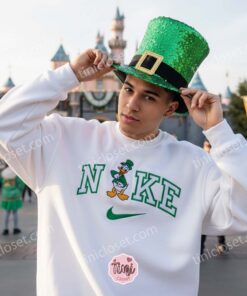 St. Patrick's Day Donald Duck Embroidered Sweatshirt, Retro Disney Leprechaun Shirt, Lucky Clover Holiday Apparel, Festive Gift for Him. (2)