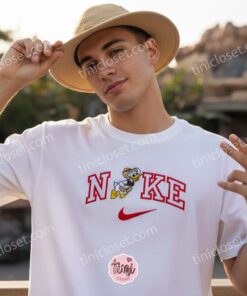 Donald Duck Safari Embroidered Shirt, Disney Character Embroidered T shirt, Custom Nike Inspired Sportswear Hoodie, Funny Duck Embroidered Crewneck (2)