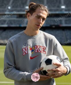 Donald Duck Soccer Embroidered Shirt, Disney Character Sports Apparel Hoodie, Custom Nike Inspired Soccer Duck Sweatshirt, Funny Cartoon Sports Crewneck (2)