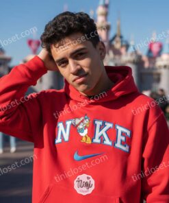 Donald Duck Valentine Embroidered Hoodie, Retro Disney Heart Shirt, Custom Nike Style Duck Sweatshirt, Disney Character Love Apparel, Birthday Gift for Him Her (1)