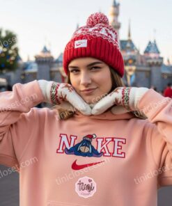 Eeyore Christmas Embroidered Hoodie, Disney Character Nike Inspired Sweatshirt, Custom Eeyore Winter Embroidered Shirt, Retro Cartoon Xmas Crewneck (1)