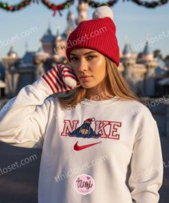 Eeyore Christmas Embroidered Hoodie, Disney Character Nike Inspired Sweatshirt, Custom Eeyore Winter Embroidered Shirt, Retro Cartoon Xmas Crewneck (2)