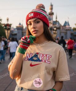 Eeyore Christmas Embroidered Hoodie, Disney Character Nike Inspired Sweatshirt, Custom Eeyore Winter Embroidered Shirt, Retro Cartoon Xmas Crewneck (3)