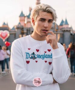 Eeyore Disneyland Heart Embroidered Hoodie, Disney Character Love Sweatshirt, Custom Eeyore Embroidered Shirt, Retro Cartoon Valentine Crewneck (2)