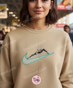 Embroidered Spider Verse Sweatshirt, Gwen Stacy Custom Swoosh Crewneck Hoodie, Custom Ghost Spider Embroidered Tee (1)