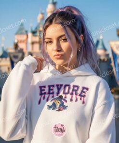 Eeyore Drip Embroidered Shirt, Disney Character Melting Style Hoodie, Custom Eeyore Embroidered Sweatshirt, Retro Cartoon Streetwear Crewneck (1)