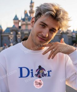 Eeyore Embroidered Hoodie, Disney Character Brand Logo Inspired Sweatshirt, Custom Eeyore Embroidered Shirt, Retro Cartoon Luxury Style Crewneck (3)