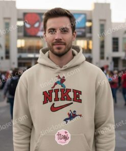 Spider Man & Miles Morales Swoosh Embroidered Crewneck Sweatshirt T shirt, Unique Marvel Gift for Him (1)