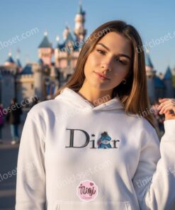 Eeyore Embroidered Hoodie, Disney Character Dior Inspired Sweatshirt, Custom Eeyore Embroidered Shirt, Retro Cartoon Luxury Style Crewneck (1)