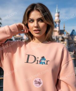Eeyore Embroidered Hoodie, Disney Character Dior Inspired Sweatshirt, Custom Eeyore Embroidered Shirt, Retro Cartoon Luxury Style Crewneck (3)