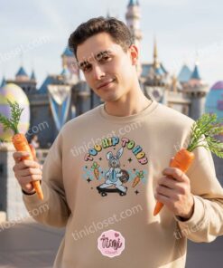 Too Hip To Hop Donald Duck Embroidered Sweatshirt, Easter Bunny Donald Duck Hoodie, Custom Disney Character Easter Shirt, Retro Skater Duck Crewneck (1)