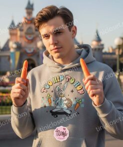 Too Hip To Hop Donald Duck Embroidered Sweatshirt, Easter Bunny Donald Duck Hoodie, Custom Disney Character Easter Shirt, Retro Skater Duck Crewneck (2)