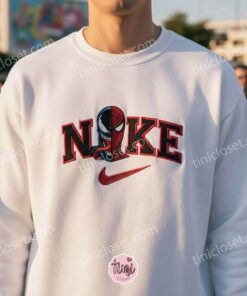 Venom Split Face Embroidered Hoodie, Custom Spider Superhero Sweatshirt, Spidey Comic Embroidery Crewneck Shirt (2)