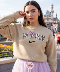 Vintage Daisy Duck Embroidered Shirt, Disney Character Apparel for Fans, Retro Nike Style Daisy Embroidered Hoodie, Custom Disney Characters Birthday Gift (1)