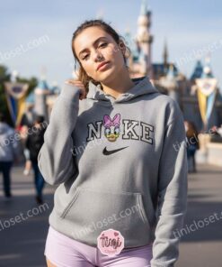 Vintage Daisy Duck Embroidered Shirt, Disney Character Apparel for Fans, Retro Nike Style Daisy Embroidered Hoodie, Custom Disney Characters Birthday Gift (3)