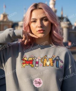 Disney Mimi Embroidered Shirt, Winnie the Pooh and Friends Tigger Eeyore Piglet Sweatshirt, Custom Disney Mother's Day Gift, Retro Hundred Acre Wood Apparel for Her (2)