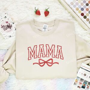 mama red bow mothers day embroidered shirt (1) budto