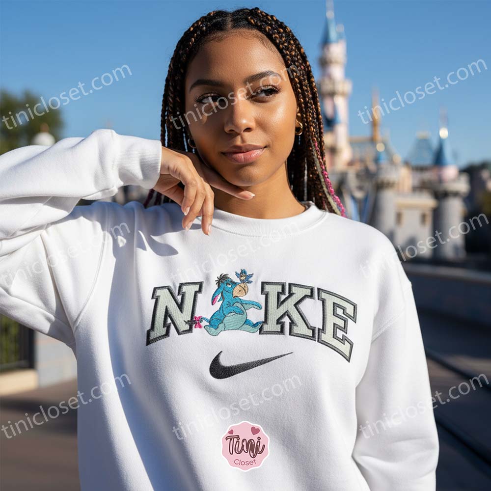 Eeyore Butterfly Embroidered Sweatshirt, Disney Character Nike Embroidered Shirt, Custom Winnie the Pooh Bear Apparel for Fans, Retro Funny Eeyore Crewneck Eeyore Butterfly Embroidered Sweatshirt, Disney Character Nike Embroidered Shirt, Custom Winnie the Pooh Bear Apparel for Fans, Retro Funny Eeyore Crewneck