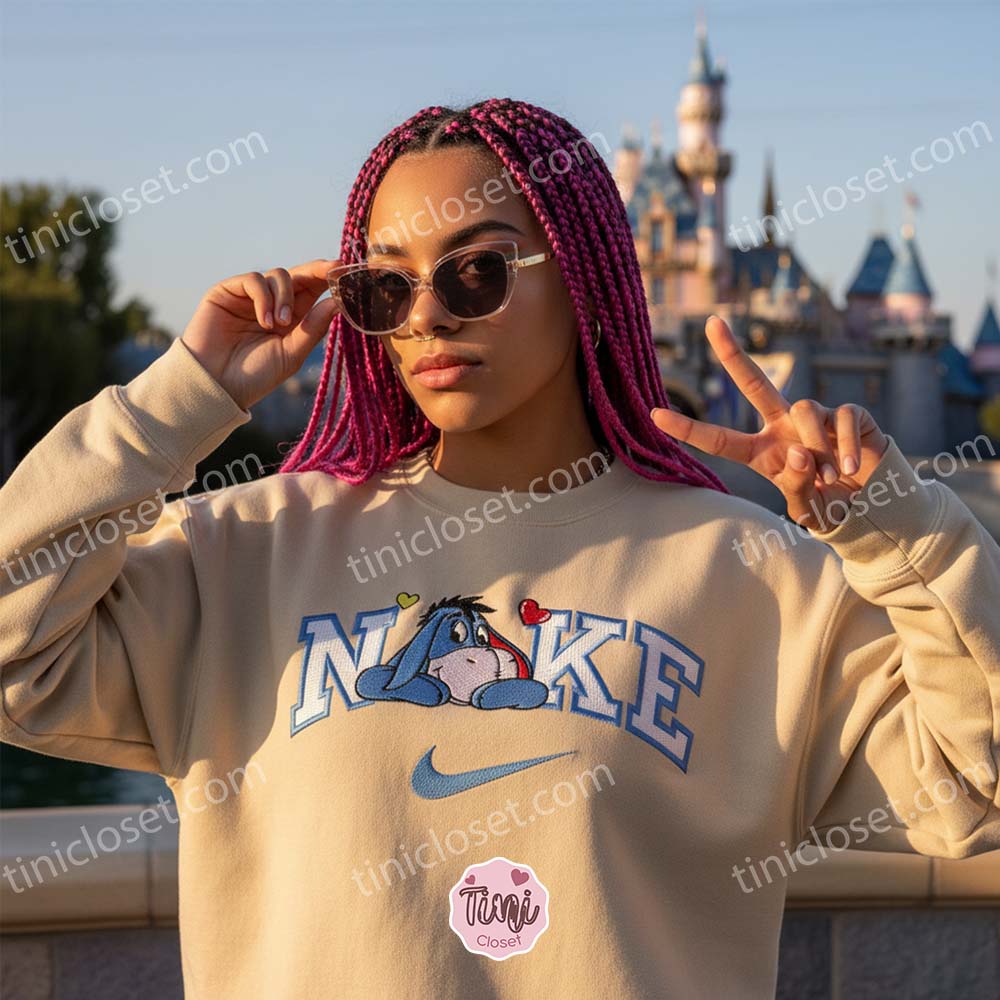 Eeyore Love Heart Embroidered Shirt, Disney Character Brand Logo Inspired T-shirt, Custom Valentine Apparel, Retro Cartoon Luxury Style Tee Eeyore Love Heart Embroidered Shirt, Disney Character Brand Logo Inspired T-shirt, Custom Valentine Apparel, Retro Cartoon Luxury Style Tee