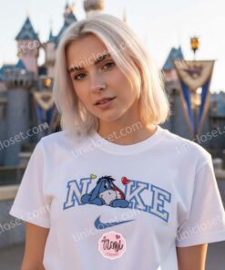 Eeyore Love Heart Embroidered Shirt, Disney Character Brand Logo Inspired T shirt, Custom Valentine Apparel, Retro Cartoon Luxury Style Tee (2)
