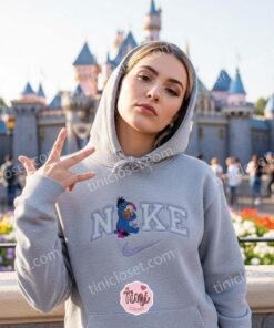 Eeyore Teddy Bear Embroidered Shirt, Disney Character Brand Logo Inspired T shirt, Custom Pooh Bear Apparel for Fans, Retro Cartoon Luxury Style Tee (2)