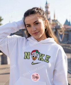 Christmas Daisy Duck Embroidered Sweatshirt & Hoodie, Custom Disney Fan Apparel, Cozy Gifts For Girlfriend (1)