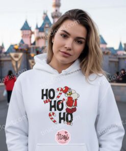 Embroidered Ho Ho Ho Christmas Daisy Duck Sweatshirt, Festive Holiday Crewneck & Hoodie, Cozy Gifts For Friends 1 Embroidered Ho Ho Ho Christmas Daisy Duck Sweatshirt, Festive Holiday Crewneck & Hoodie, Cozy Gifts For Friends (1)