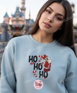 Embroidered Ho Ho Ho Christmas Daisy Duck Sweatshirt, Festive Holiday Crewneck & Hoodie, Cozy Gifts For Friends (4)