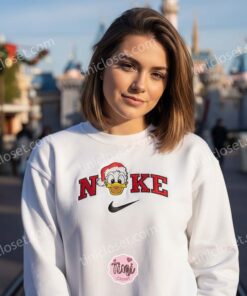 Christmas Donald Duck Embroidered Sweatshirt, Festive Holiday Hoodie, Cozy Gifts For Girlfriend (2)