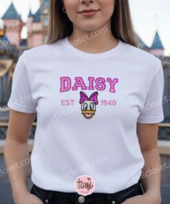 Daisy Duck Est 1940 Embroidered Sweatshirt & Hoodie, Cozy Gifts For Girlfriend, Vintage Cartoon Tshirt (1)