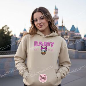 Daisy Duck Est 1940 Embroidered Sweatshirt & Hoodie, Cozy Gifts For Girlfriend, Vintage Cartoon Tshirt (2)