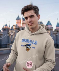 Donald Duck Est 1940 Embroidered Sweatshirt & Hoodie, Cozy Gifts For Boyfriend, Vintage Cartoon Tshirt (2)