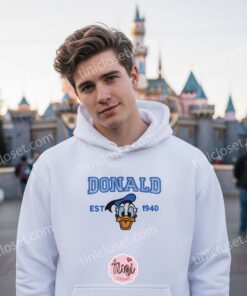 Donald Duck Est 1940 Embroidered Sweatshirt & Hoodie, Cozy Gifts For Boyfriend, Vintage Cartoon Tshirt (3)