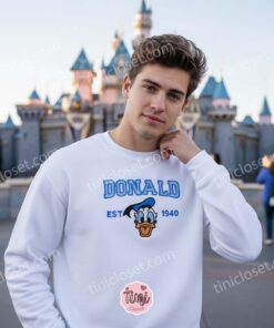 Donald Duck Est 1940 Embroidered Sweatshirt & Hoodie, Cozy Gifts For Boyfriend, Vintage Cartoon Tshirt (4)