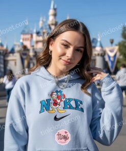 Donald Duck Christmas Embroidered Sweatshirt, Festive Santa Duck Hoodie,