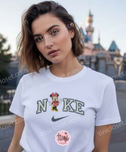 Retro Cartoon Minnie Mouse Varsity Embroidered Sweatshirt, Cute Disney Crewneck, Nostalgic Character Hoodie (1)