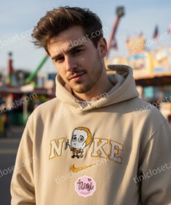 Michael Myers SpongeBob Embroidered T shirt, Funny Horror Cartoon Mashup Embroidered Sweatshirt, Unique Boyfriend Hoodie Gift (4)