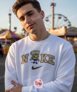 Mummy SpongeBob Embroidered T shirt, Funny Horror Cartoon Mashup Embroidered Sweatshirt, Unique Boyfriend Hoodie Gift (2)