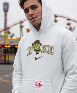 Freddy Spongebob Embroidered Hoodie, Funny Horror Cartoon Mashup Embroidered Sweatshirt, Unique Boyfriend Hoodie Gift (3)