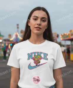 Cute SpongeBob Pink Boa Embroidered Sweatshirt, Custom SpongeBob SquarePants Embroidered T shirt, Cartoon Embroidery Gift for HerHim (1)