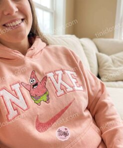 Custom Patrick Star Embroidered Sweatshirt, Cute SpongeBob SquarePants Embroidered T shirt, Connection Couple Shirts (2)