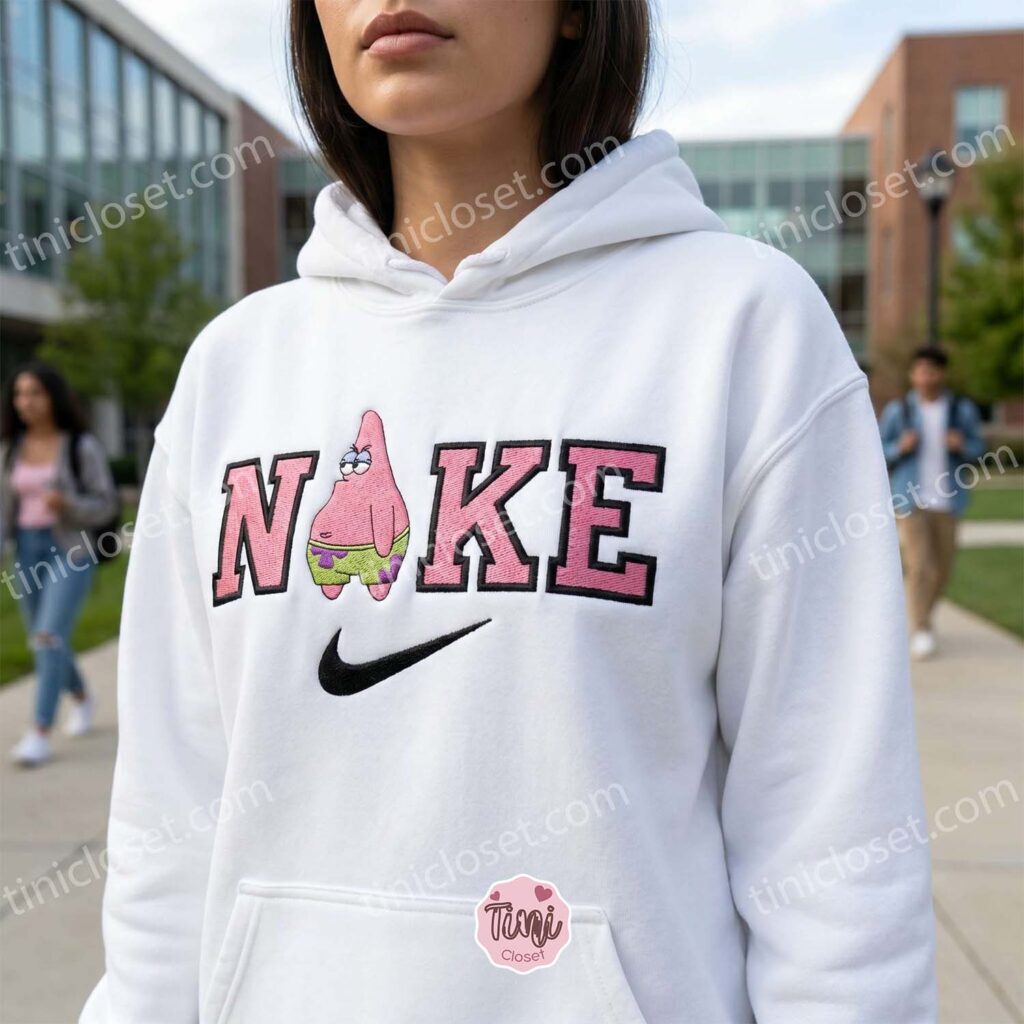 Funny Patrick Star Embroidered Sweatshirt, Pop Culture Cartoon Character T-shirt, Boyfriend Hoodie Gift